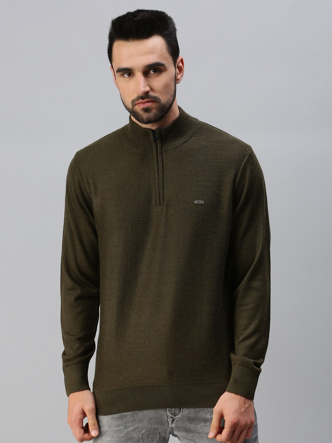 

98 Degree North Men Olive Green Pullover