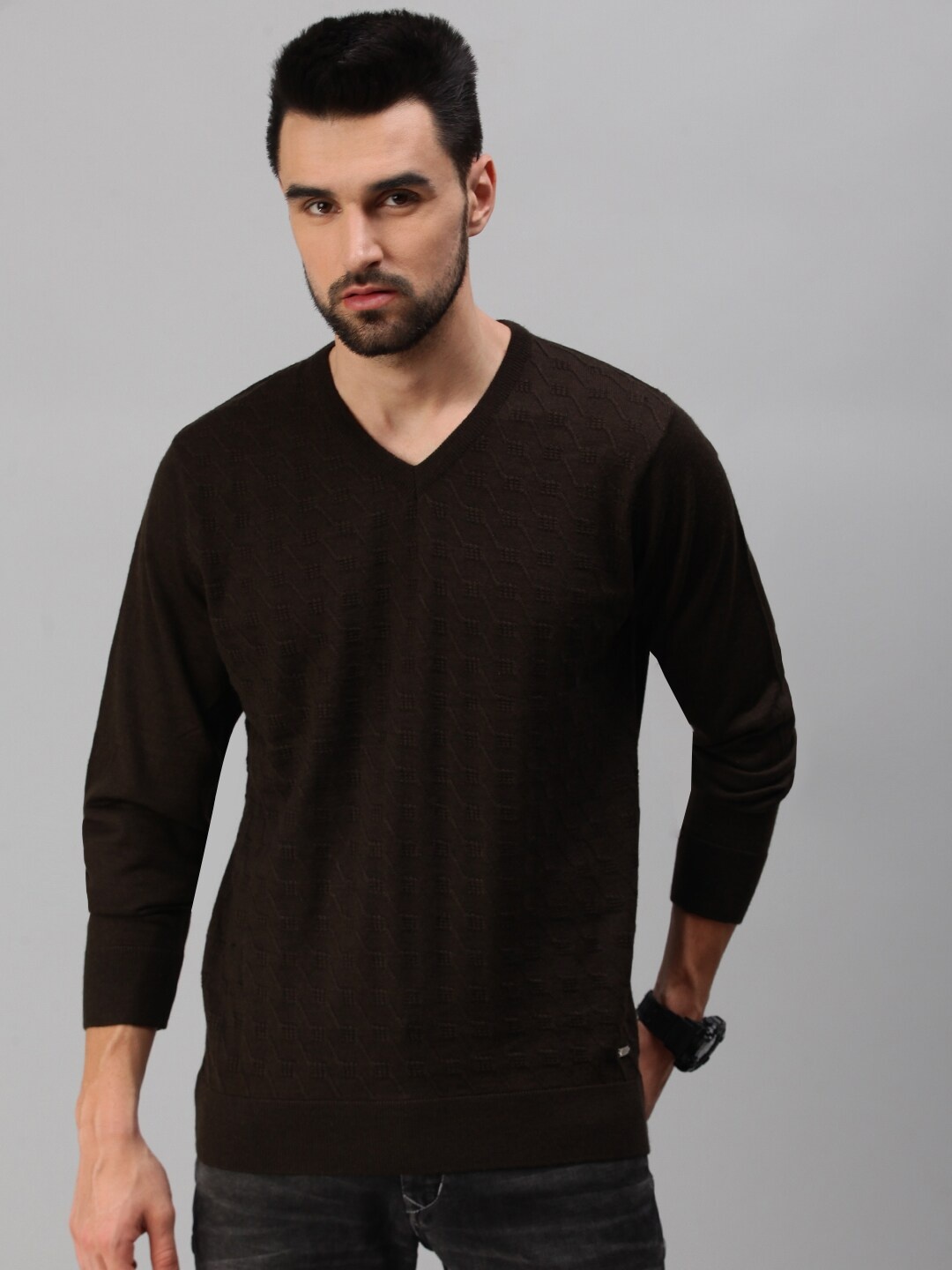 

98 Degree North Men Coffee Brown Pullover