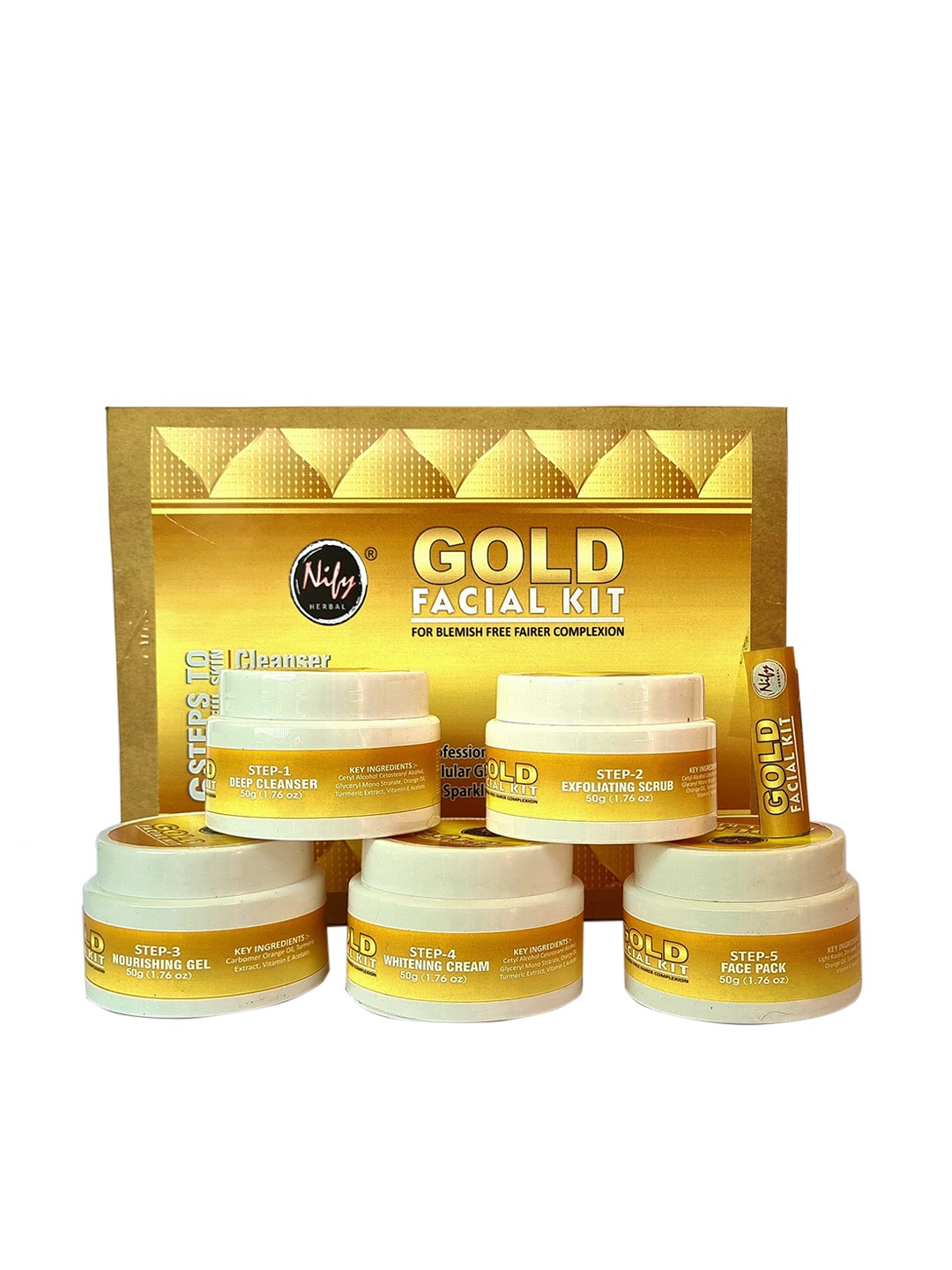 

Nify Herbal Gold Facial Kit for Blemish Free Fairer Complexion - 250 g