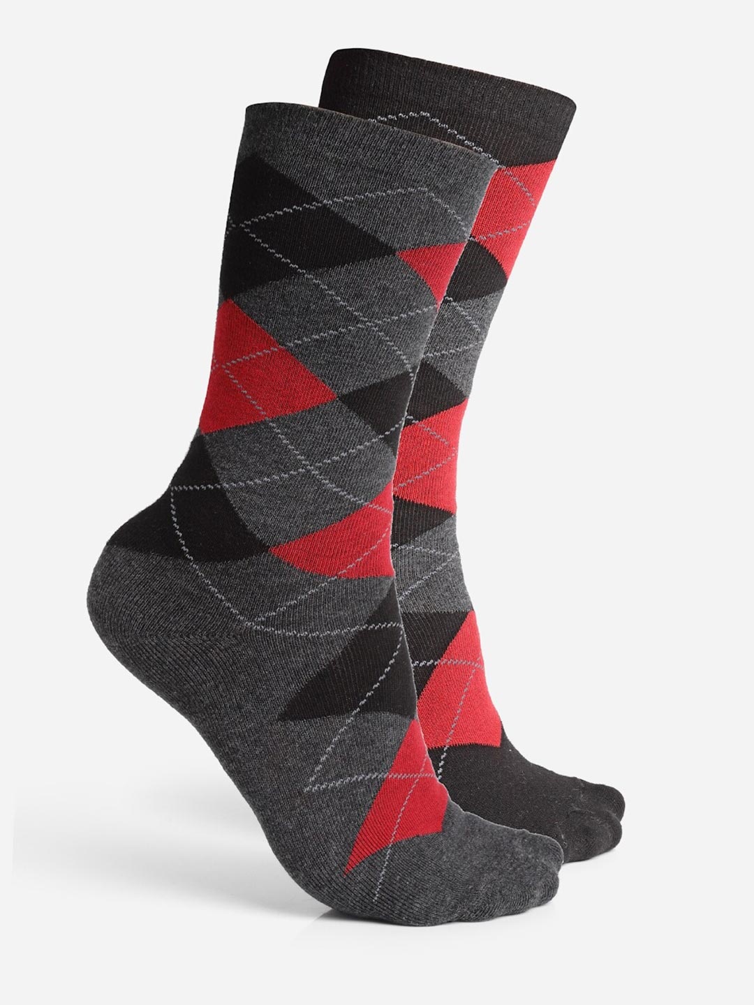 

JUMP USA Men Pack Of 3 Black & Charcoal Grey Calf-Length Socks
