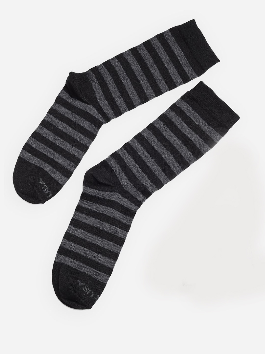 

JUMP USA Men Pack Of 3 Black & Grey Calf-Length Trendy Socks