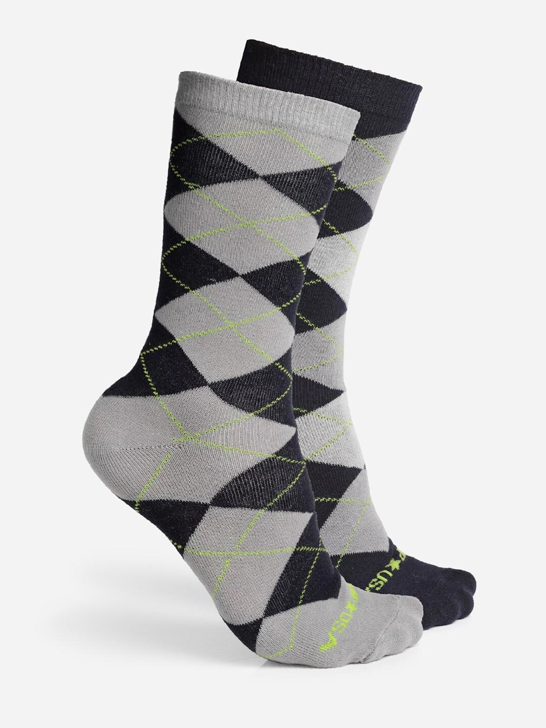 

JUMP USA Men Pack Of 3 Assorted Calf-Length Socks, Grey