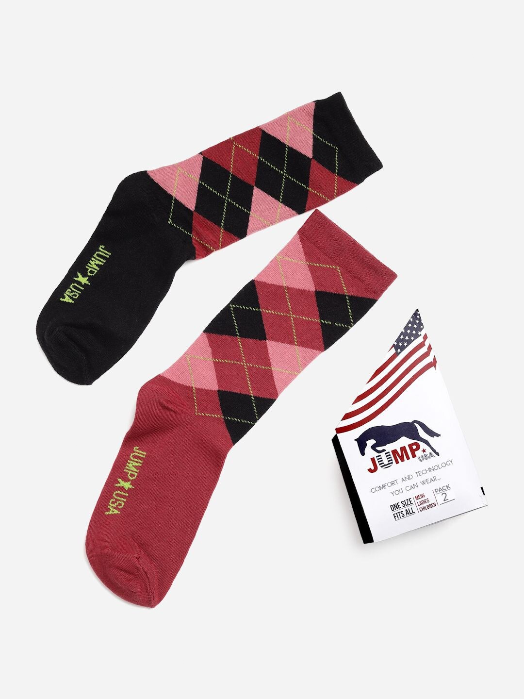 

JUMP USA Men Pack Of 3 Black & Red Calf-Length Trendy Socks