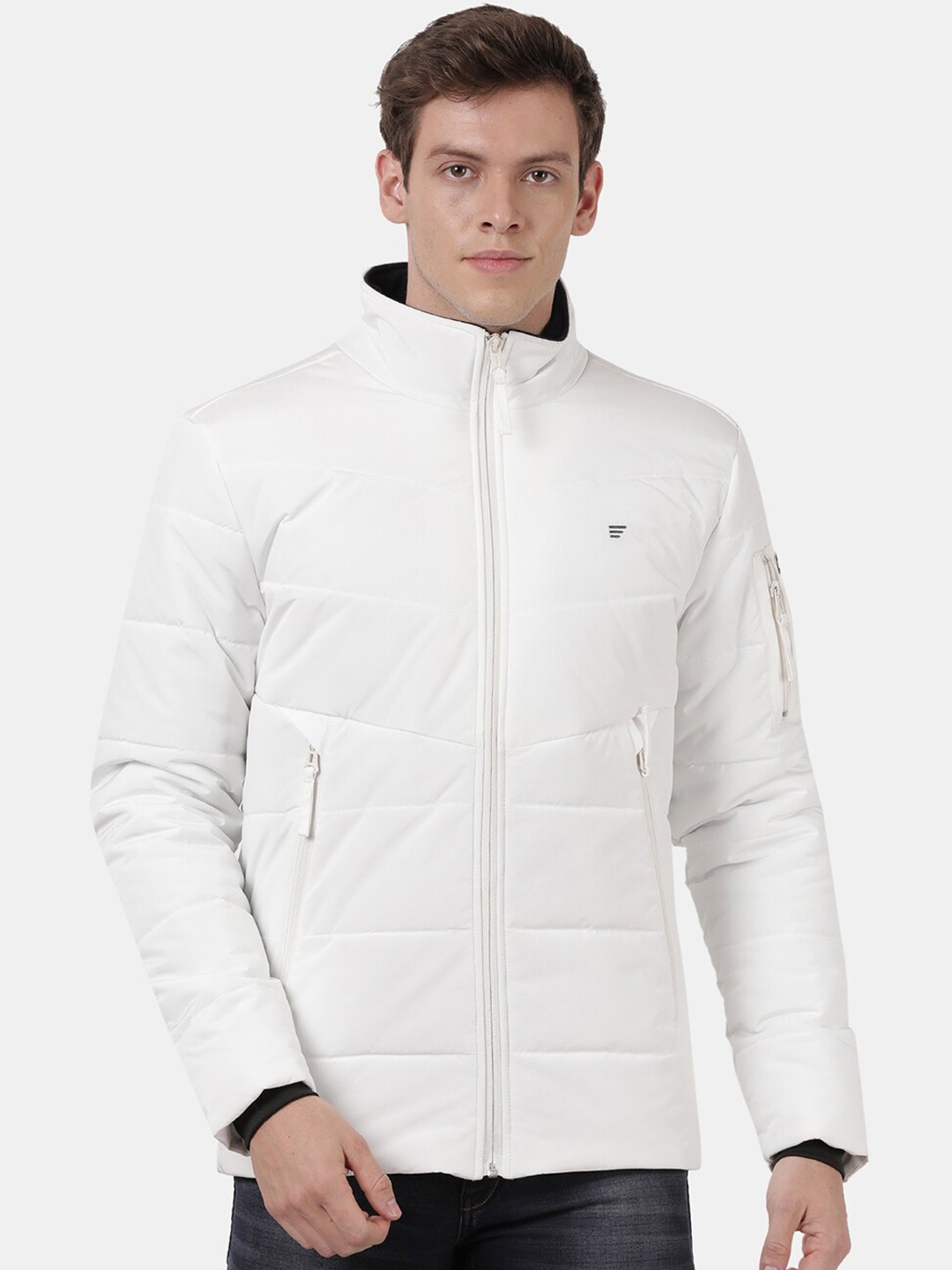 

t-base Men Off White Windcheater Padded Jacket