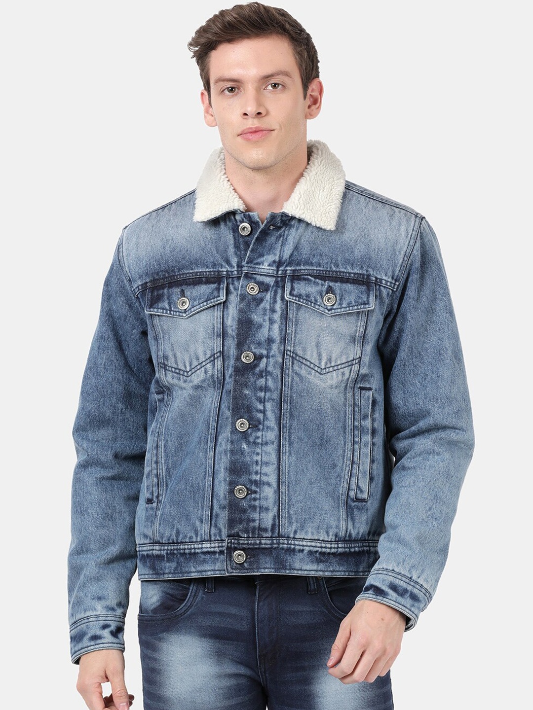

t-base Men Blue Washed Denim Jacket
