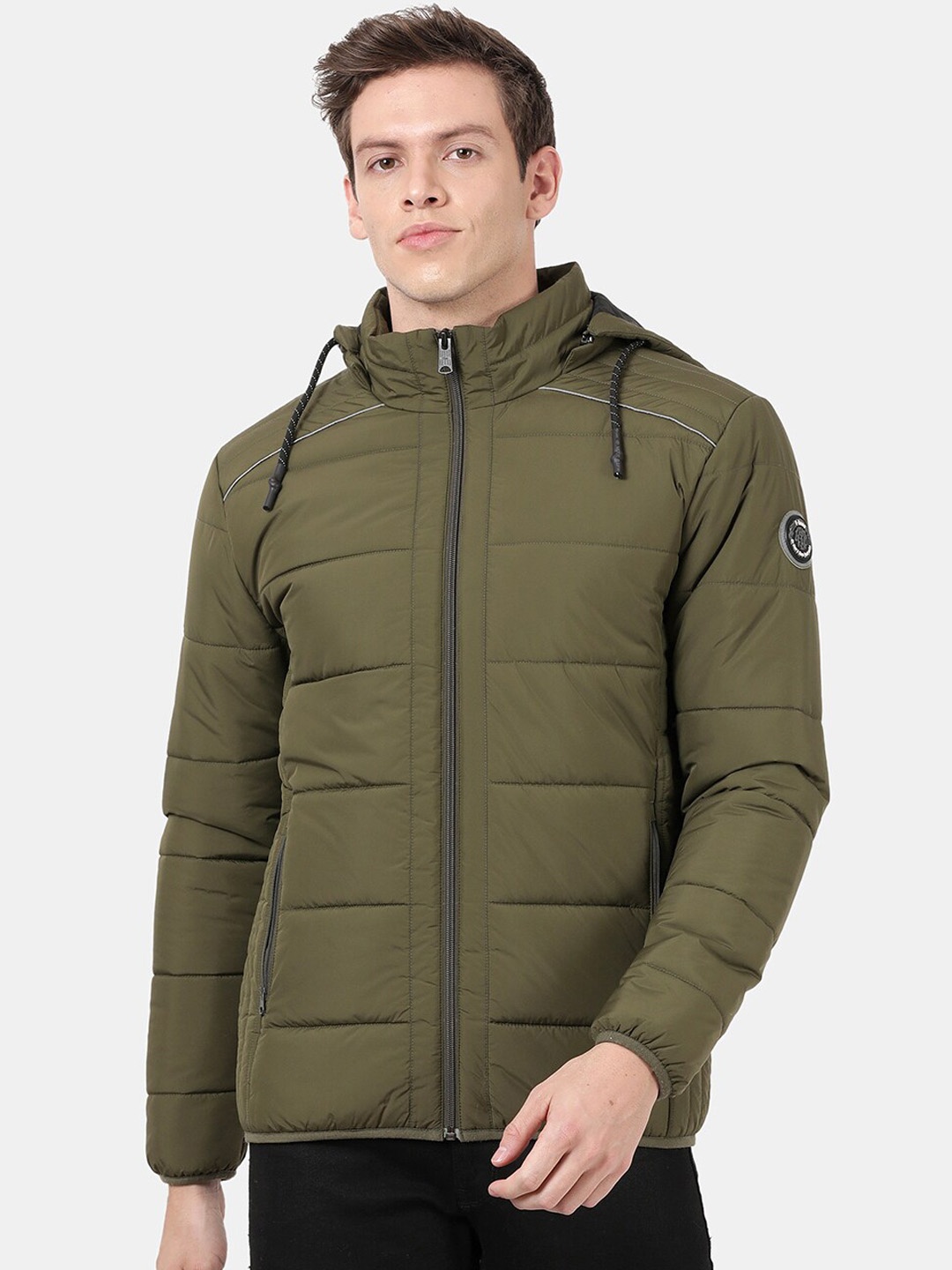 

t-base Men Olive Green Windcheater Longline Padded Jacket
