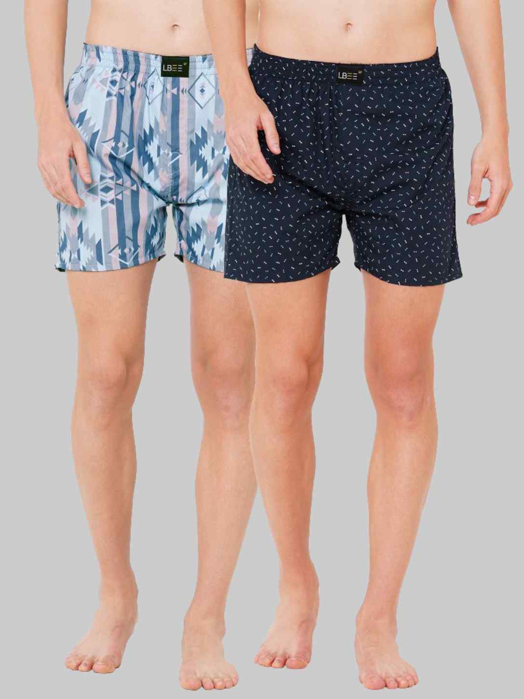 

LBEE Men Pack Of 2 Printed Boxers, Navy blue