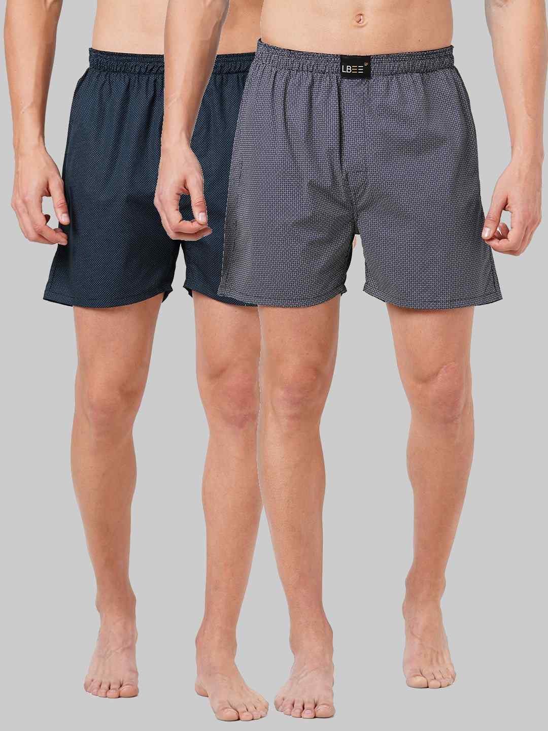 

LBEE Men Pack Of 2 Printed Boxers, Grey
