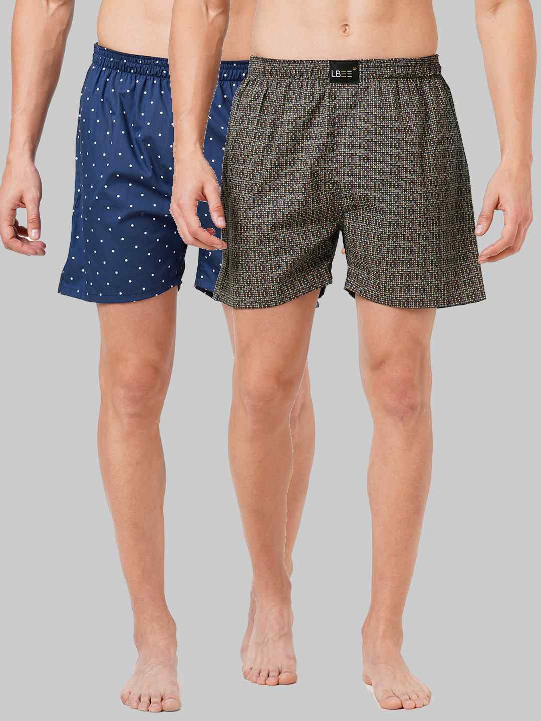 

LBEE Men Pack Of 2 Printed Boxers, Brown