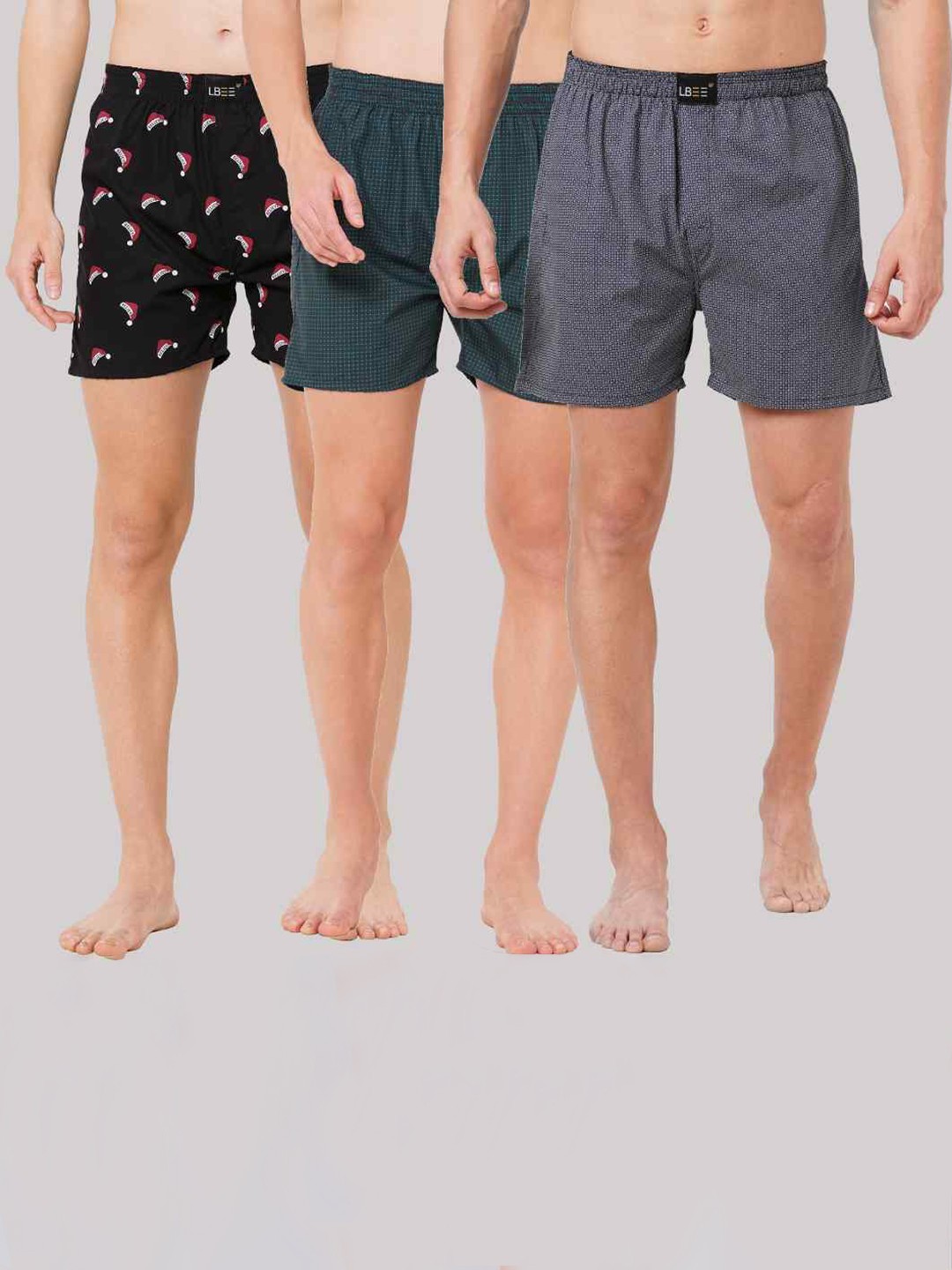 

LBEE Pack Of 3 Men Printed Boxers, Green