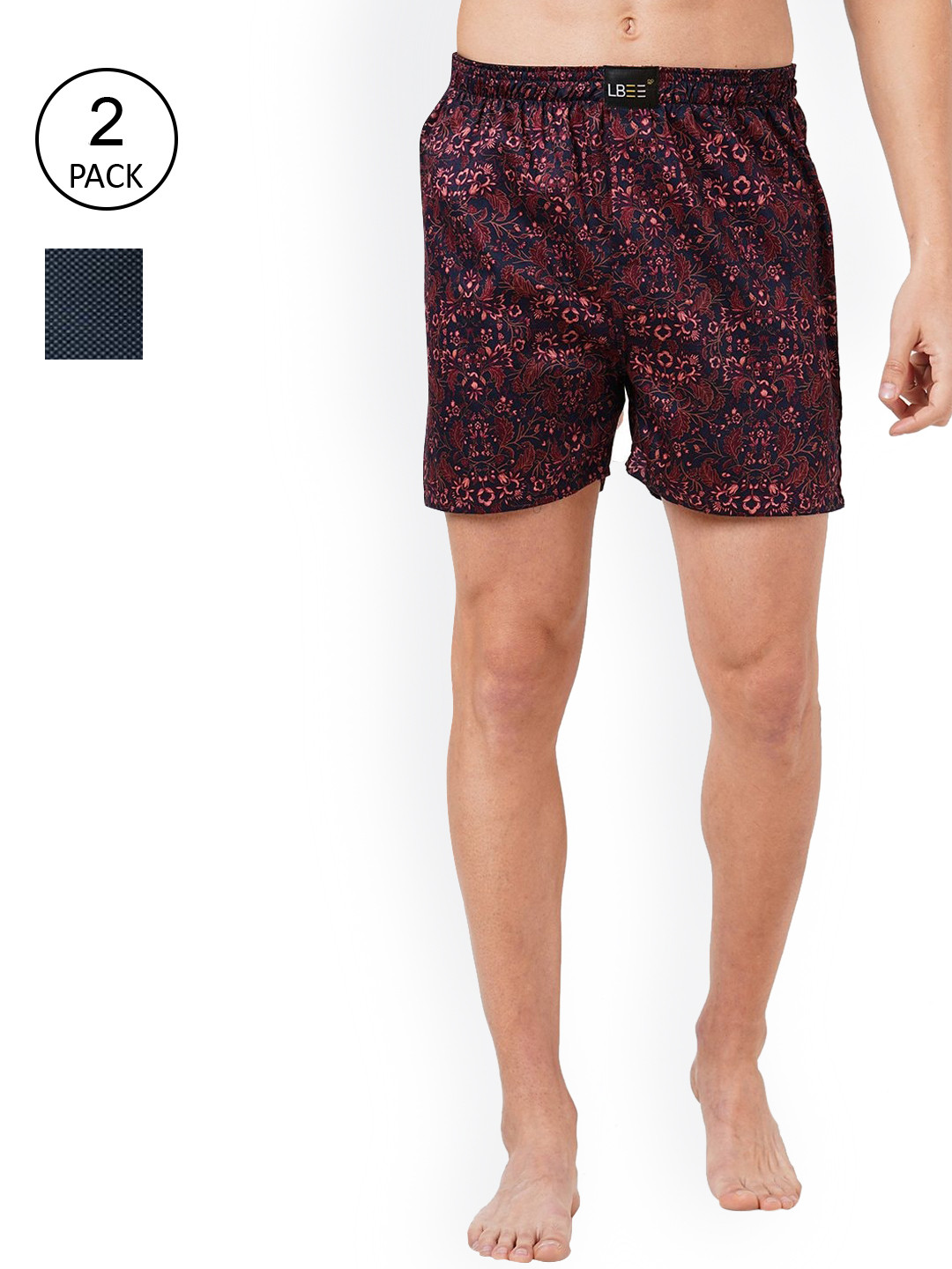 

LBEE Men Pack Of 2 Printed Boxers MLB2CPK0013_M, Navy blue