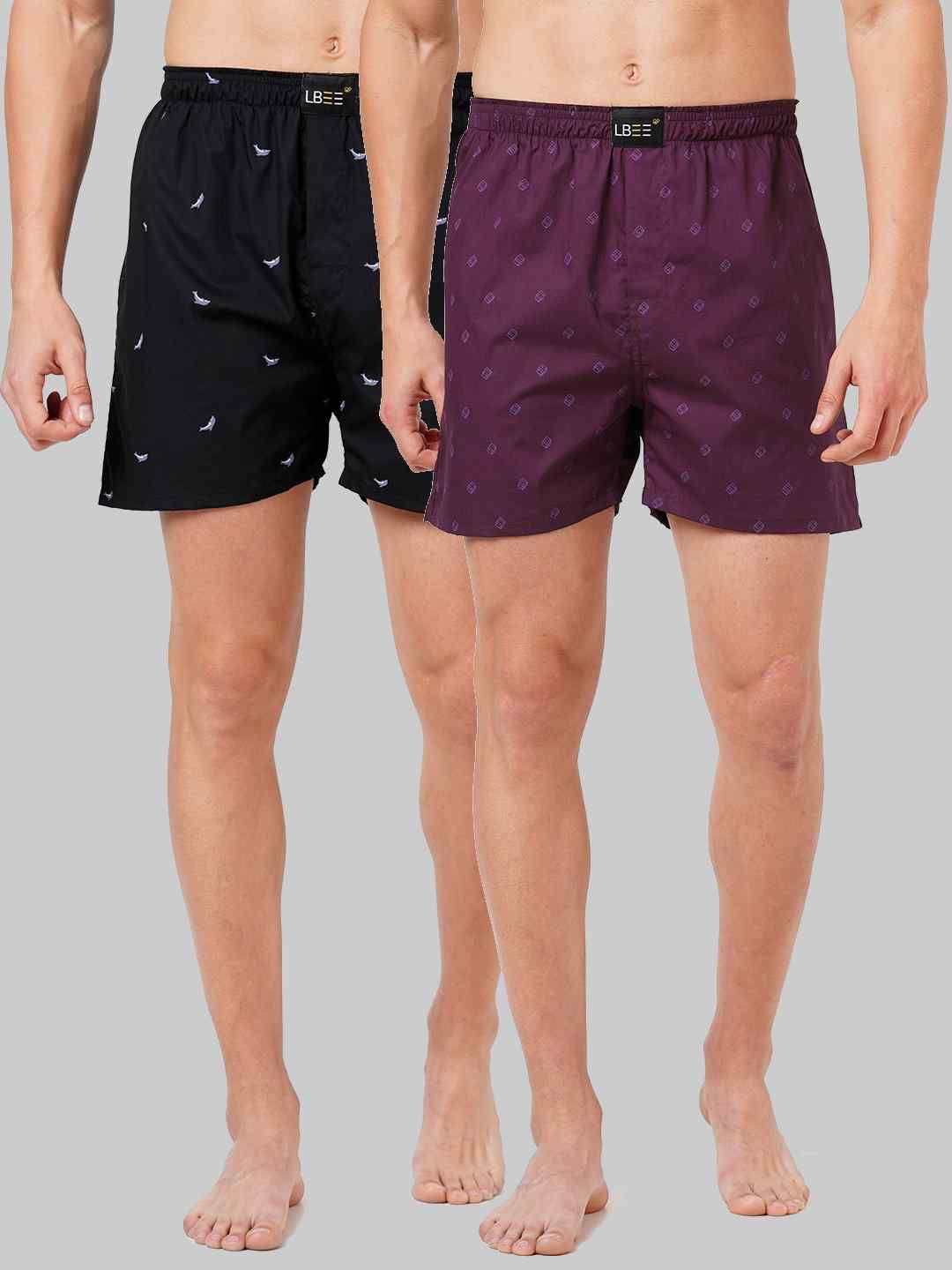 

LBEE Men Pack Of 3 Printed Boxers, Maroon