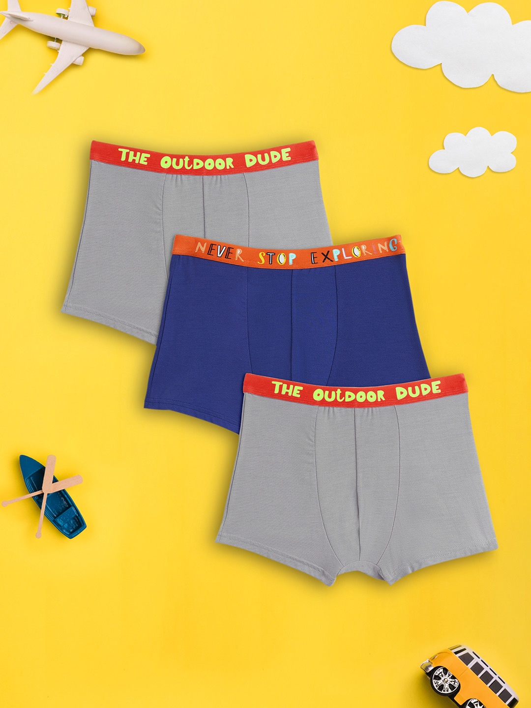 

XY Life Boys Pack of 3 Solid IntelliSoft Tencel Modal Playmate Trunk, Blue