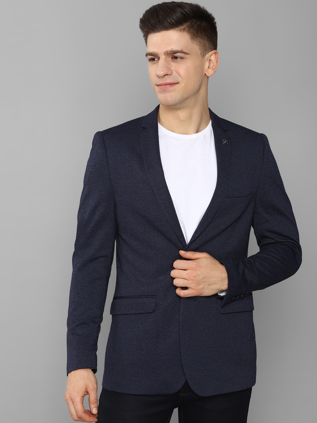 

Allen Solly Men Navy Blue Solid Single-Breasted Slim-Fit Casual Blazer