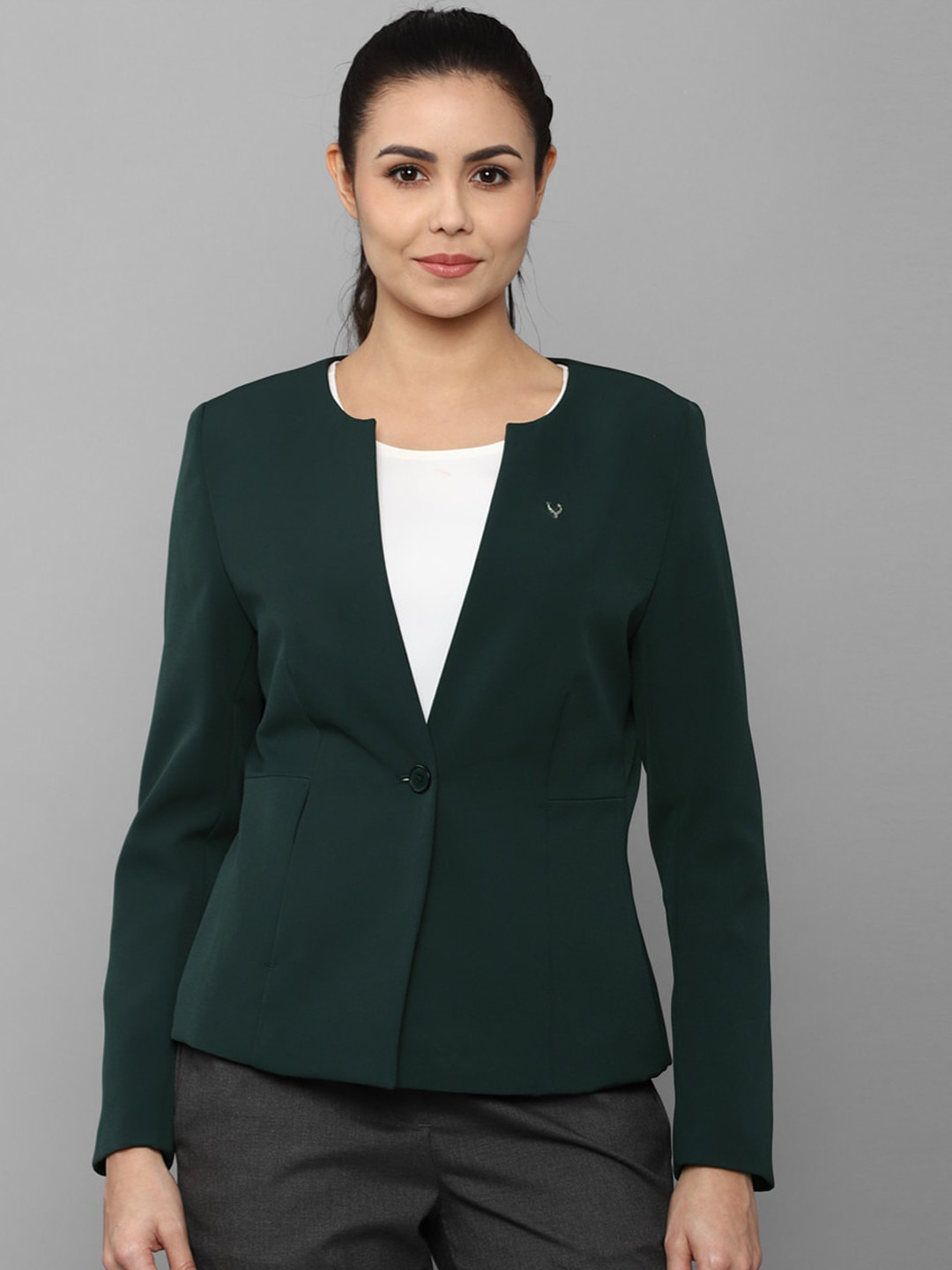 

Allen Solly Woman Women Green Solid Blazers