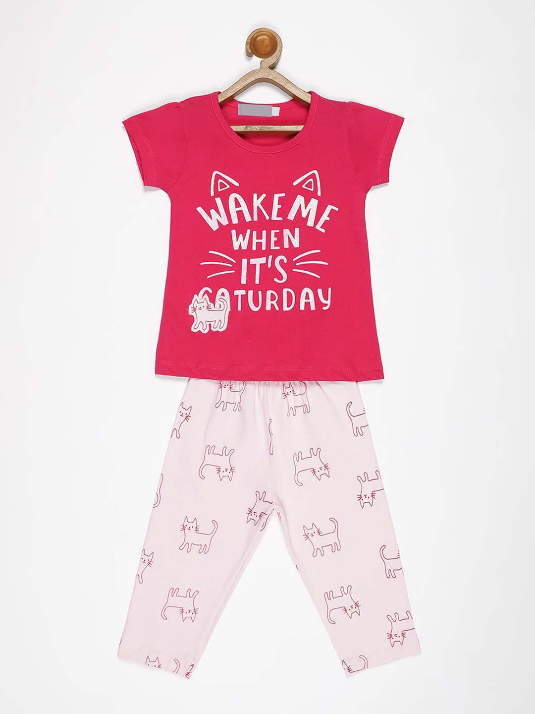 

V2 Value & Variety Girls Pink Printed Night suit