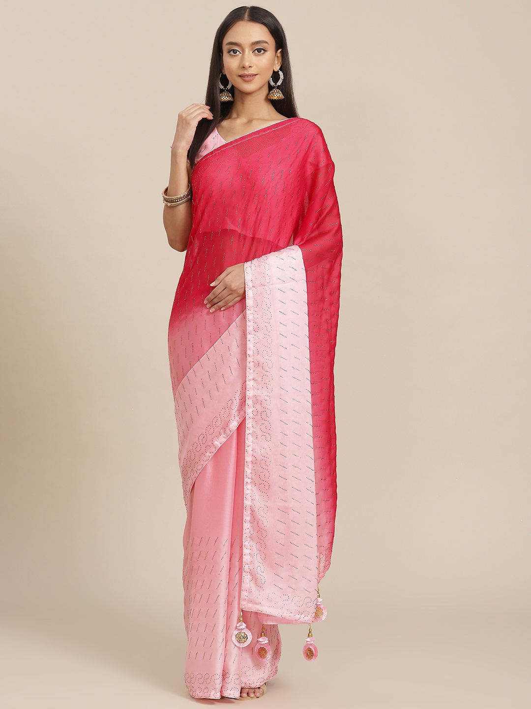 

SHUBHVASTRA Pink Ombre Sequinned Saree