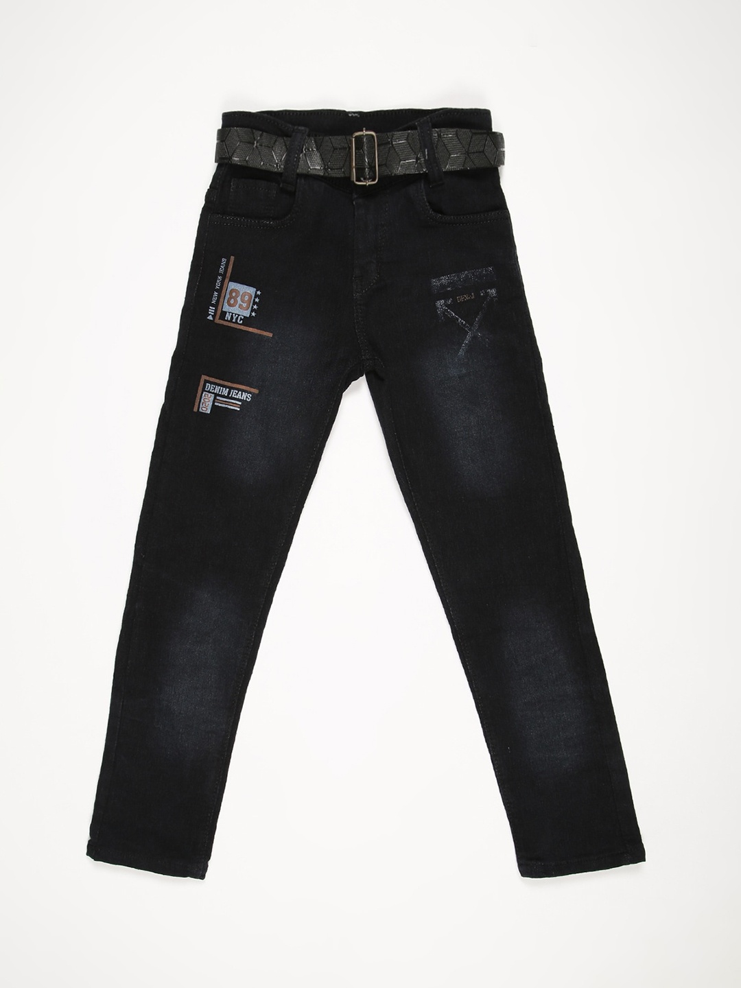 

V2 Value & Variety Kids-Boys Black Mildly Distressed Light Fade Jeans
