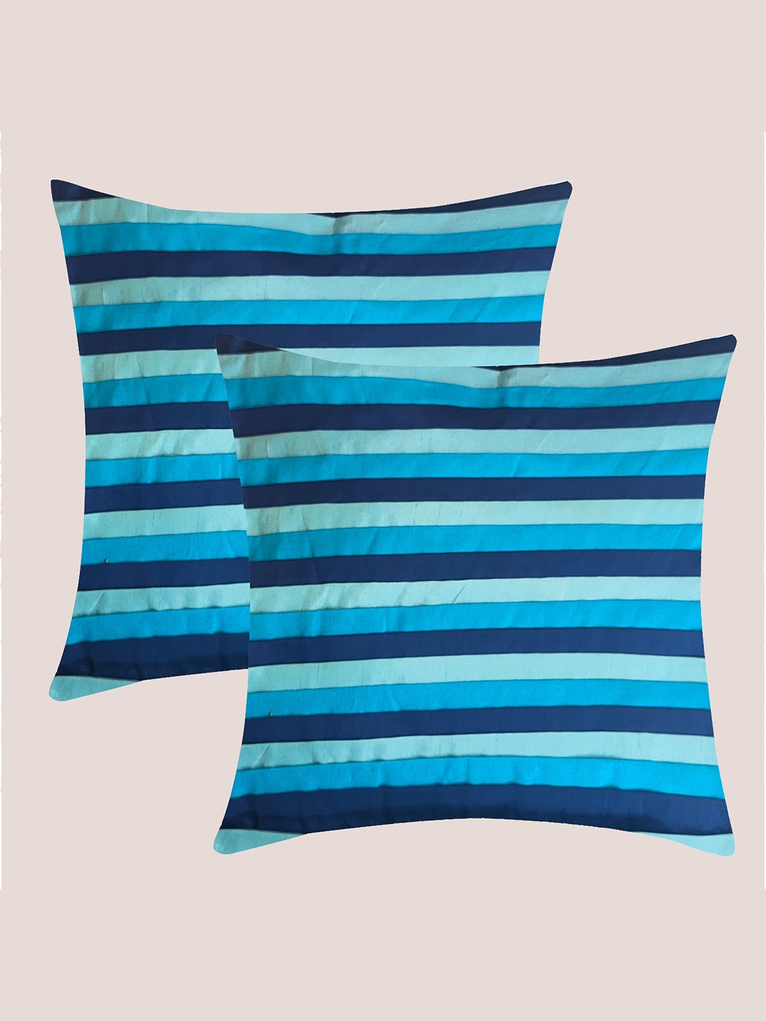 

Molcha Blue Set of 2 Striped Square Cushion Covers