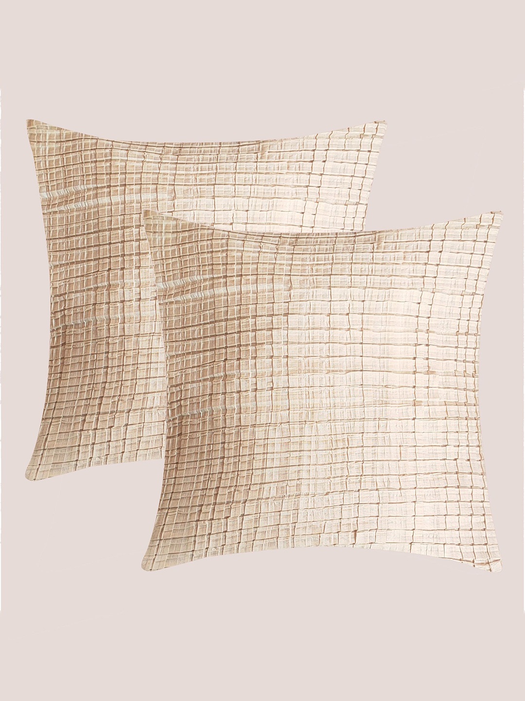 

Molcha Off White & Cream-Coloured Set of 2 Checked Square Cushion Covers