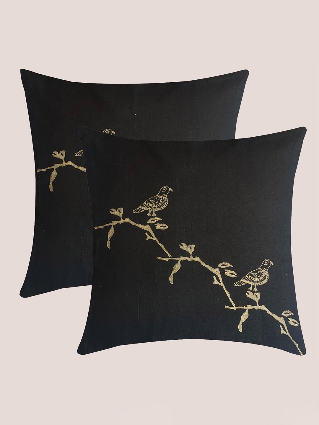 

Molcha Black & Mustard Set of 2 Ethnic Motifs Square Cushion Covers