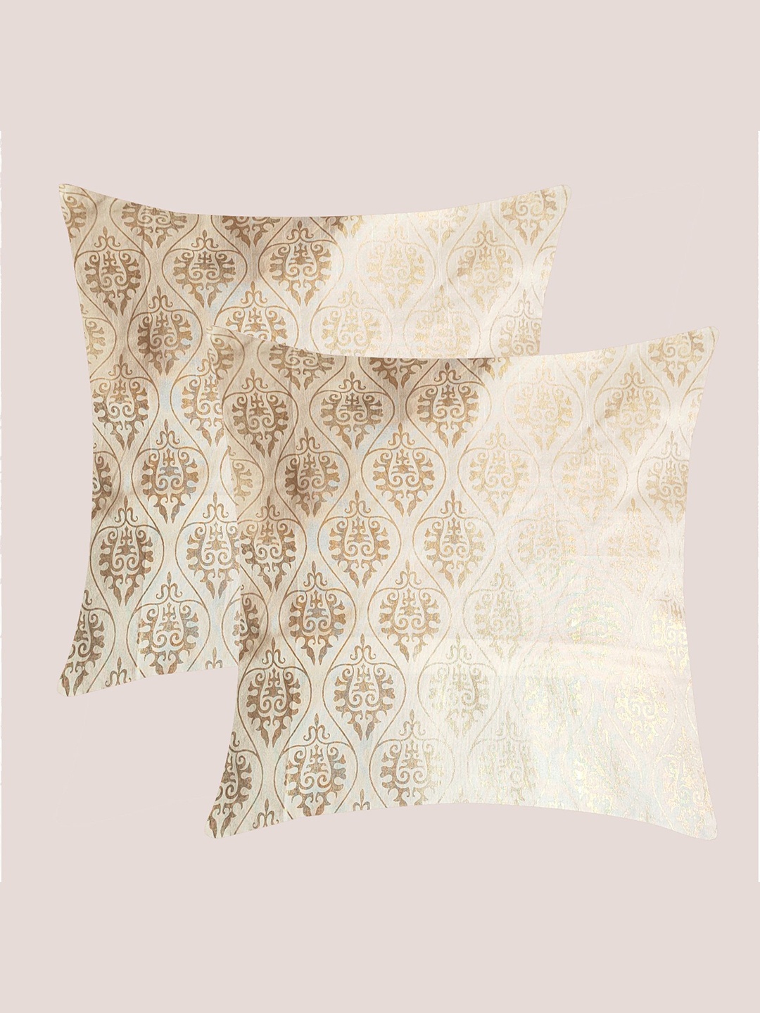 

Molcha Off White & Gold-Toned Set of 2 Ethnic Motifs Square Cushion Covers