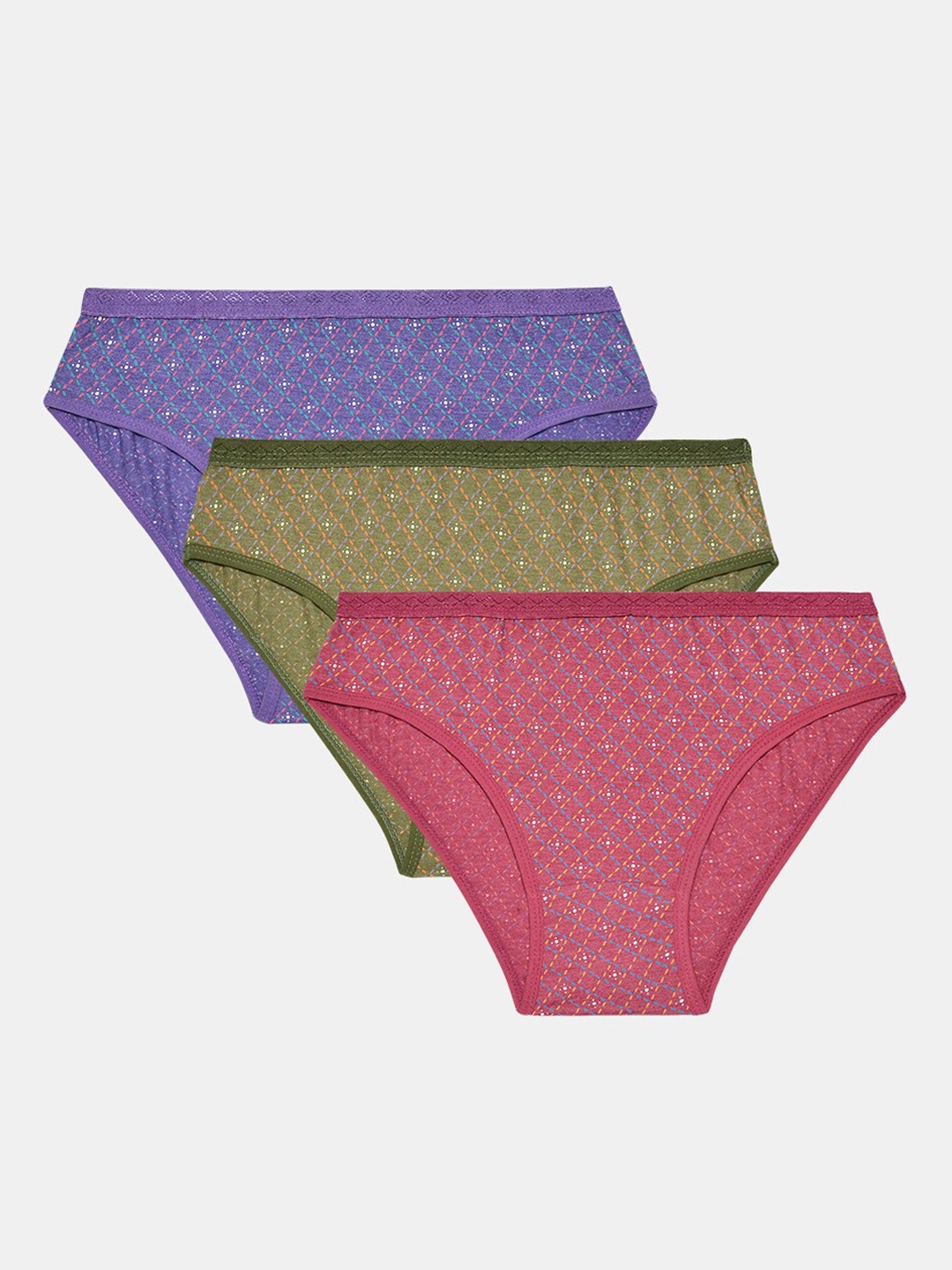 

R&B Women Pack Of 3 Printed Cotton Briefs, Multi