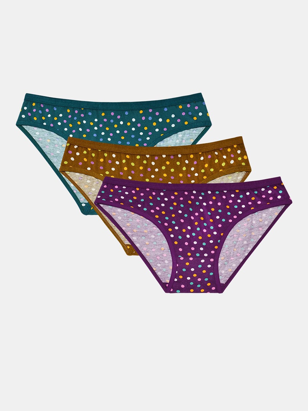 

R&B Women Pack Of 3 Printed Basic Cotton Briefs, Purple