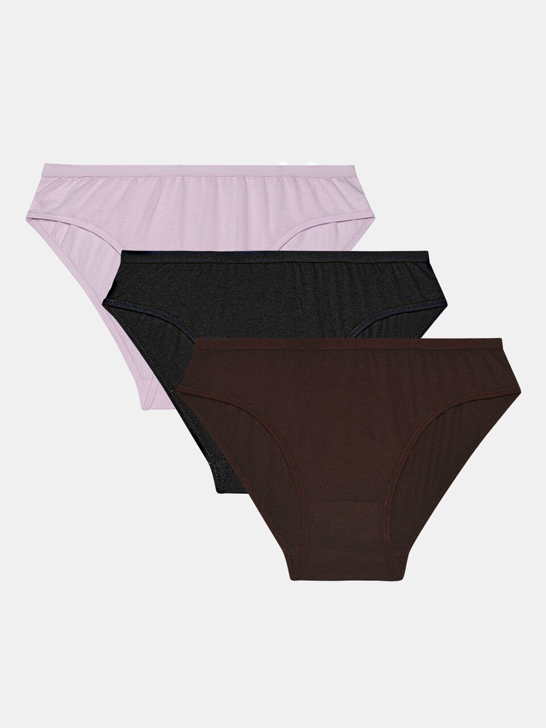 

R&B Women Pack of 3 Solid Cotton Basic Briefs, Pink