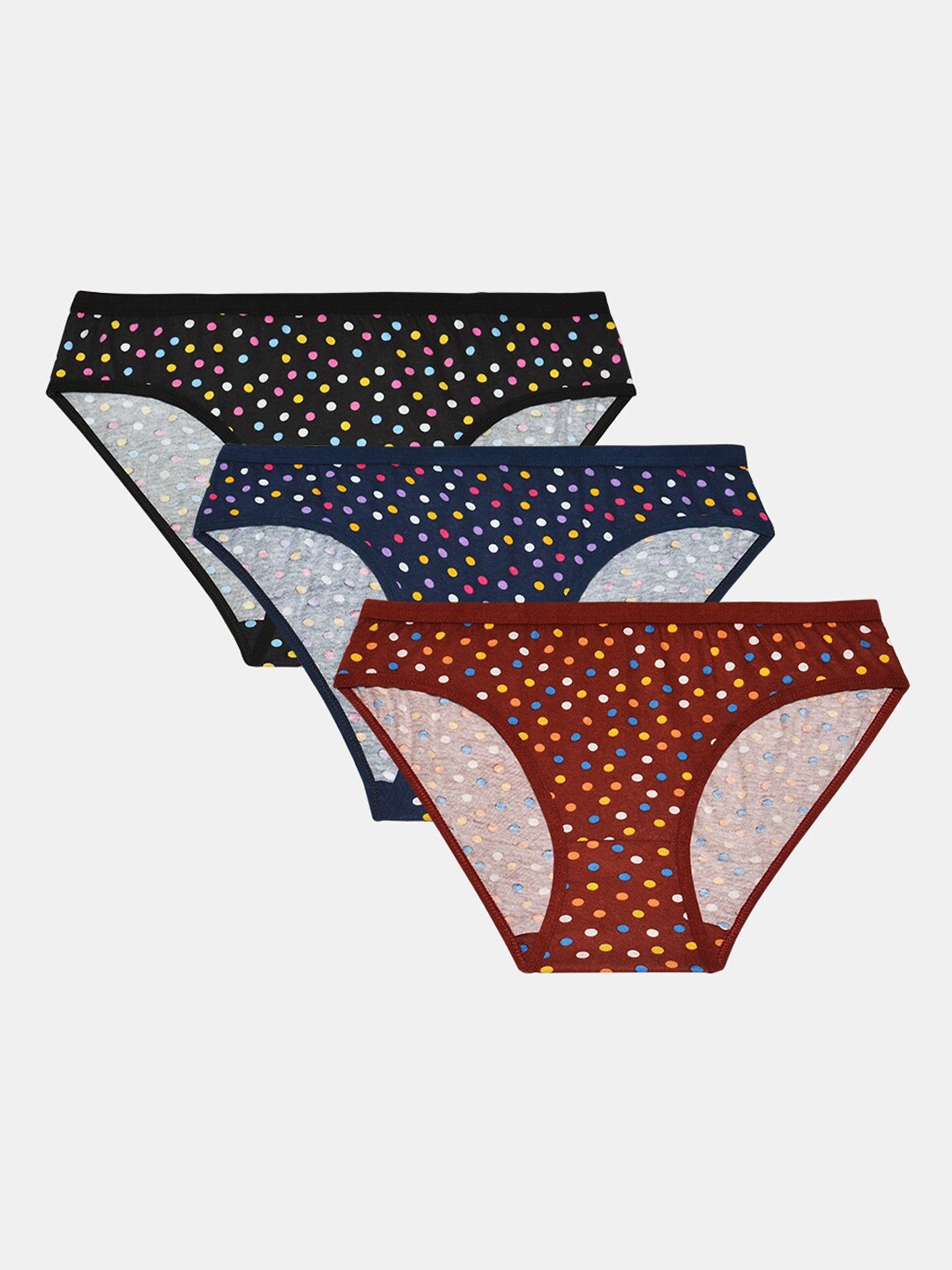 

R&B Women Pack Of 3 Printed Basic Briefs, Multi