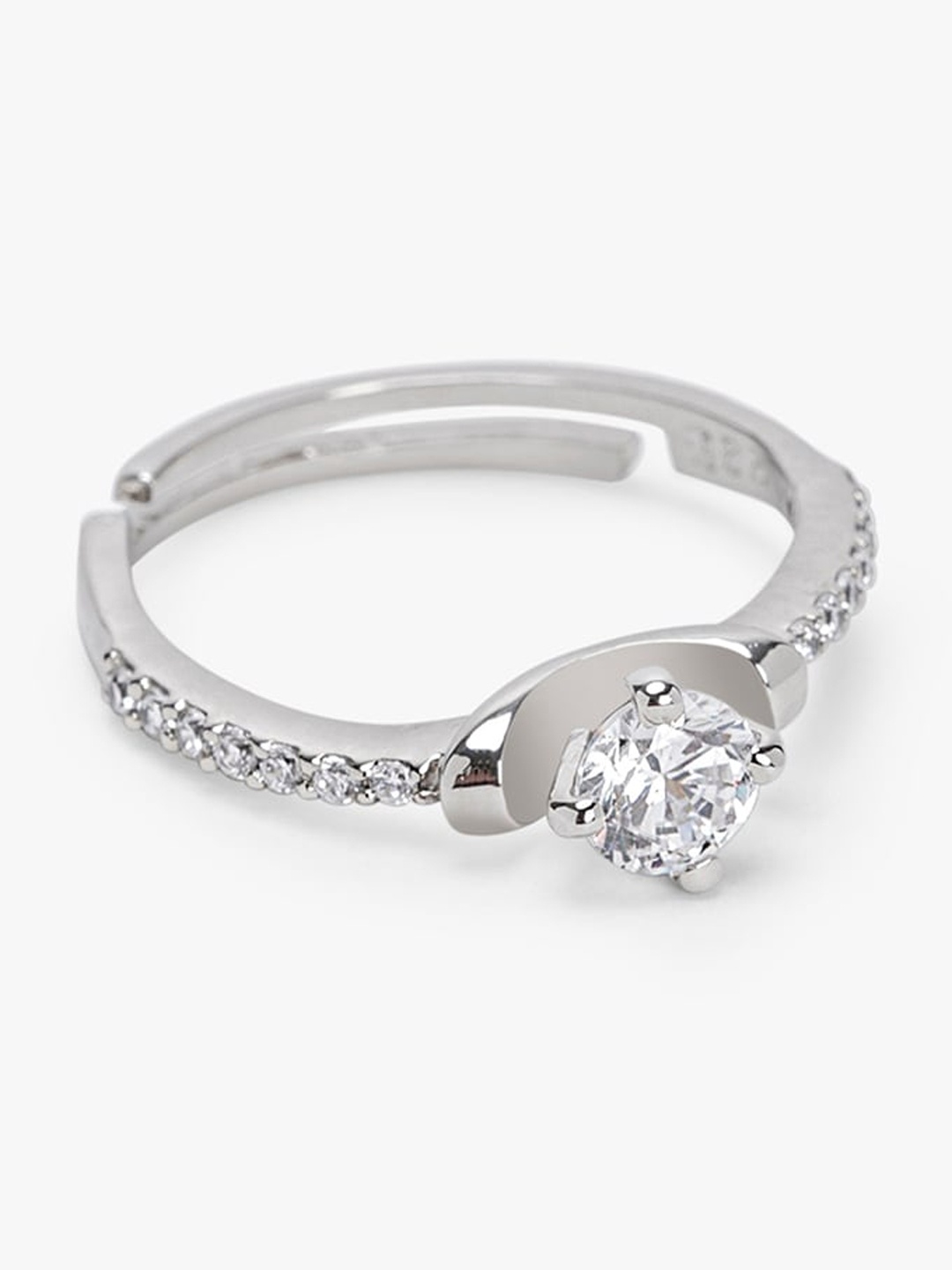 

March by FableStreet 925 Sterling Silver Rhodium-Plated Zircon Adjustable Ring