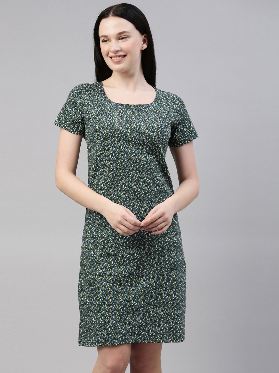 

Kryptic Green Printed Nightdress