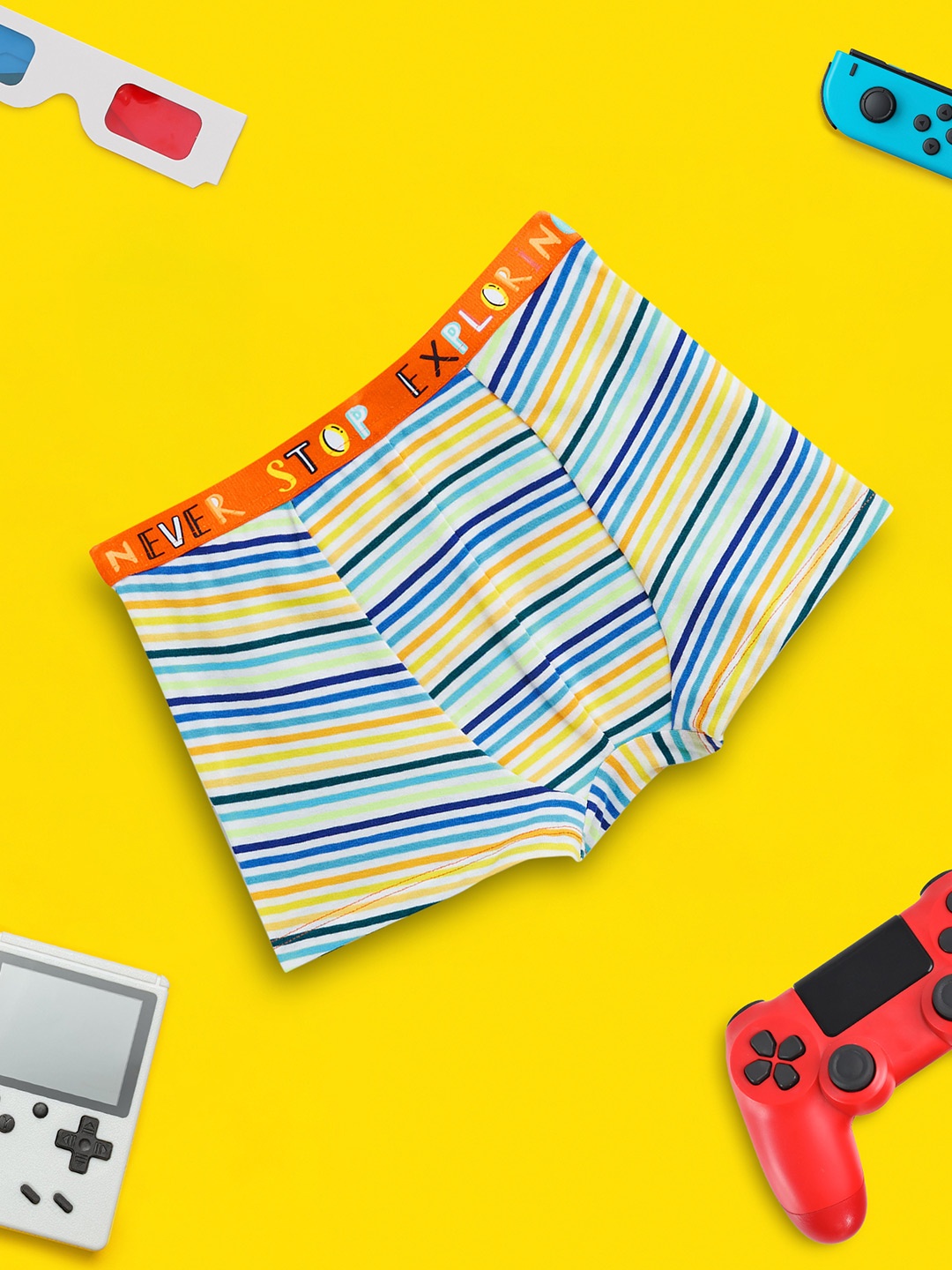 

XY Life Boys Orange & White Arcade IntelliSoft Tencel Modal Trunks