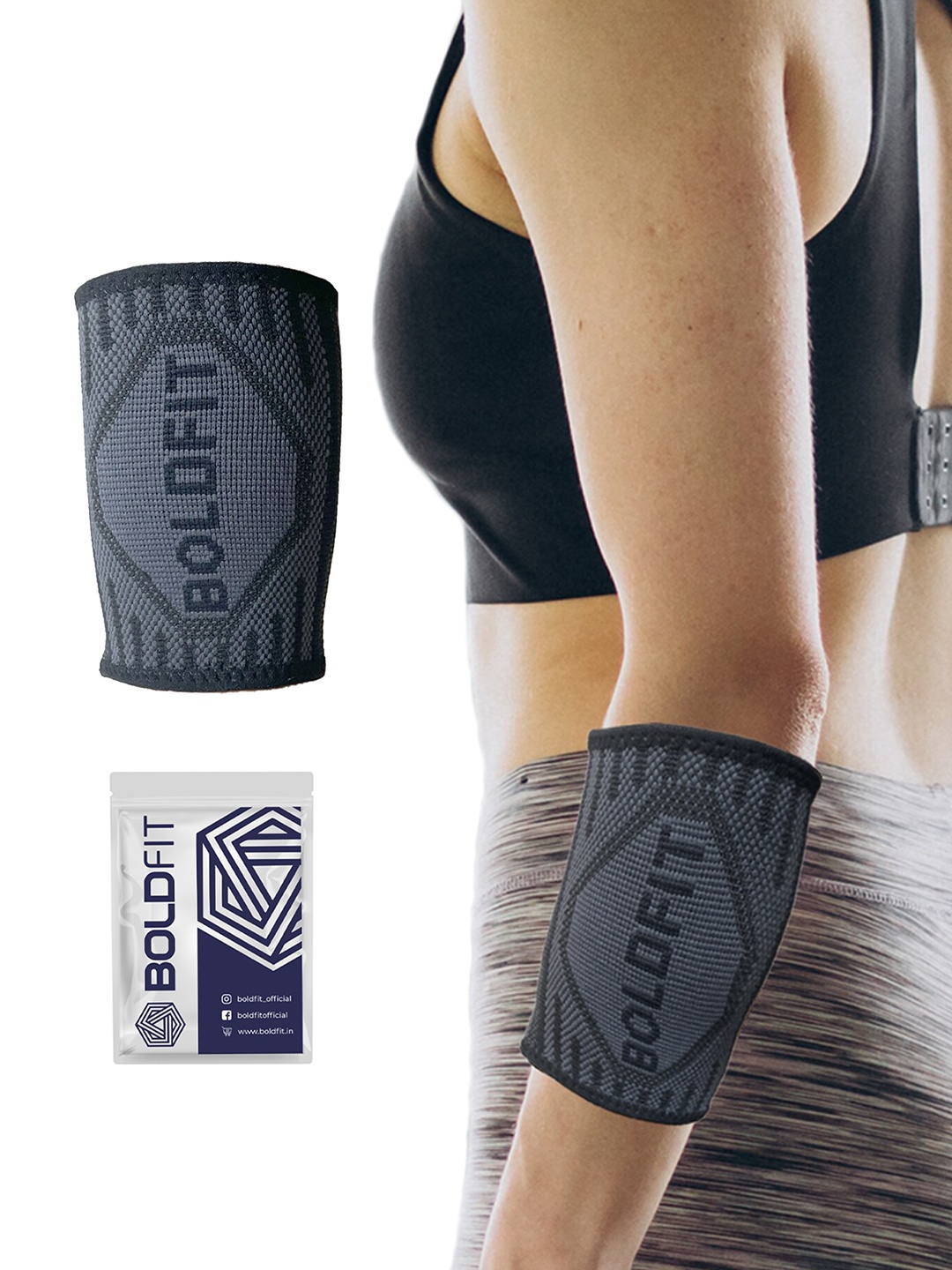 

BOLDFIT Grey Printed Wrist Support Sweatband