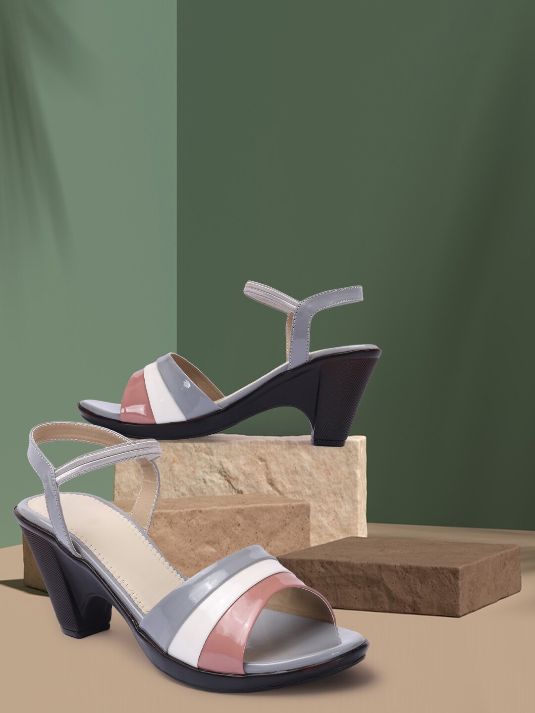 

FASHIMO Grey Colourblocked Block Sandals