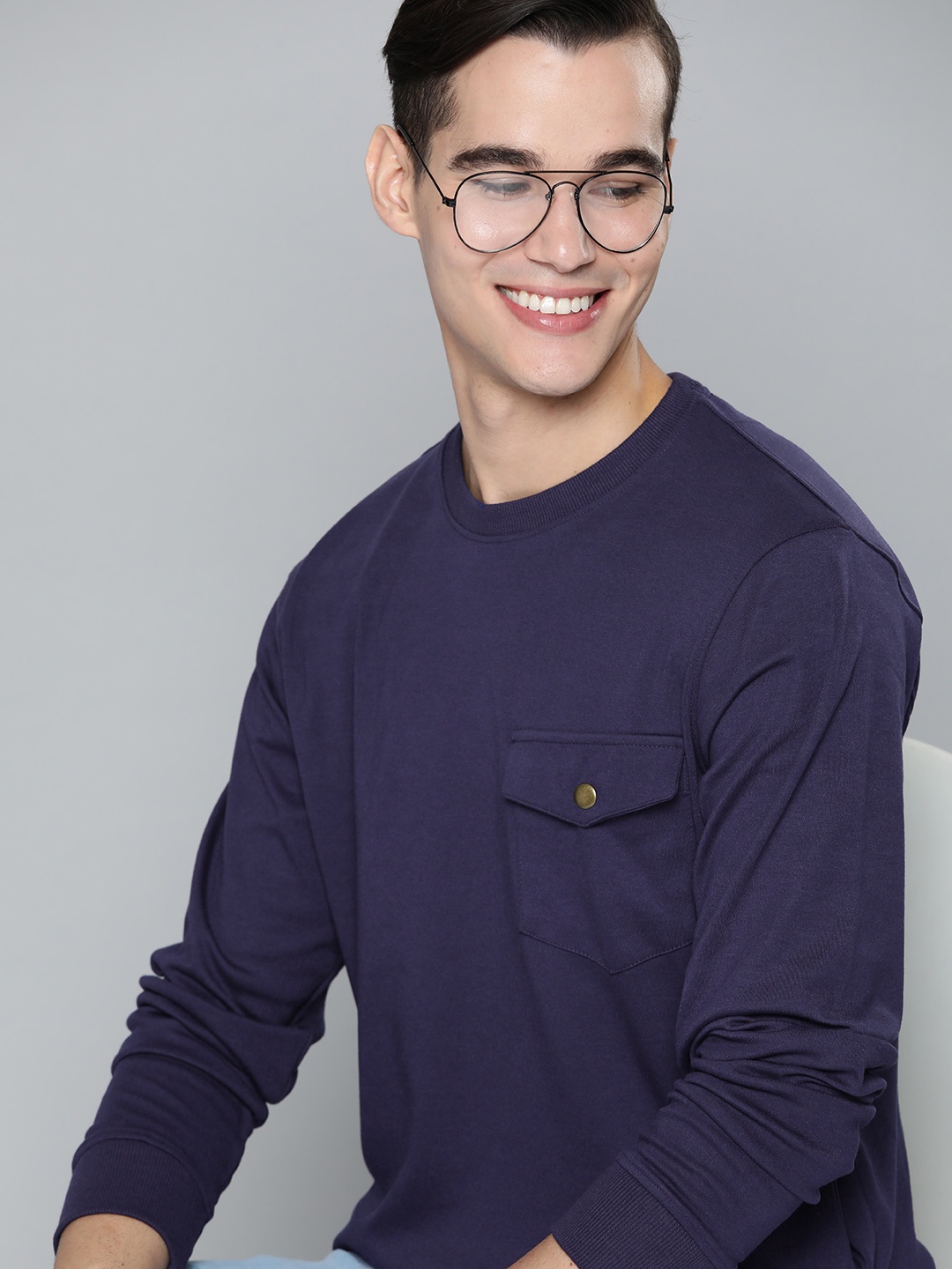 

Mast & Harbour Men Navy Blue Sweatshirt
