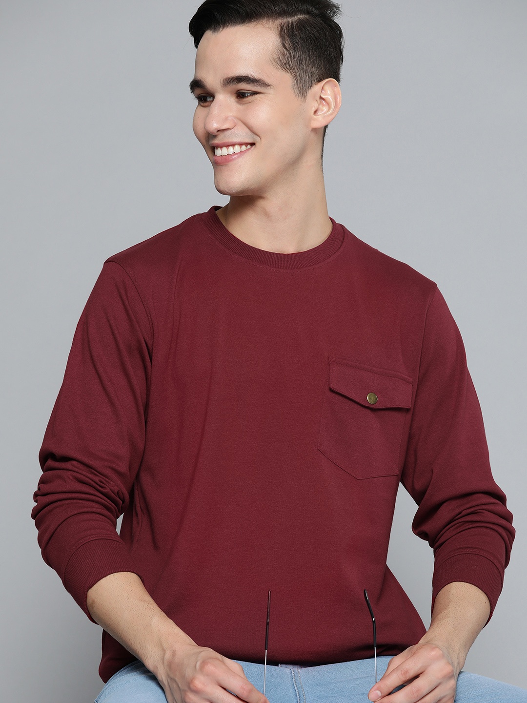 

Mast & Harbour Men Maroon Sweatshirt