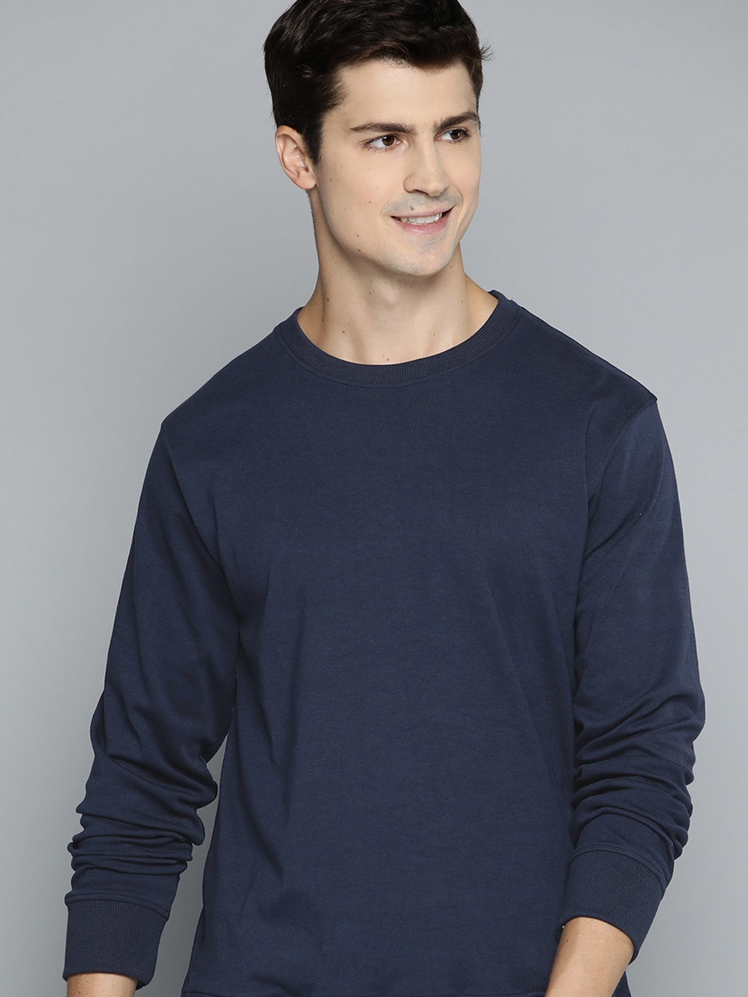 

Mast & Harbour Men Navy Blue Solid Sweatshirt