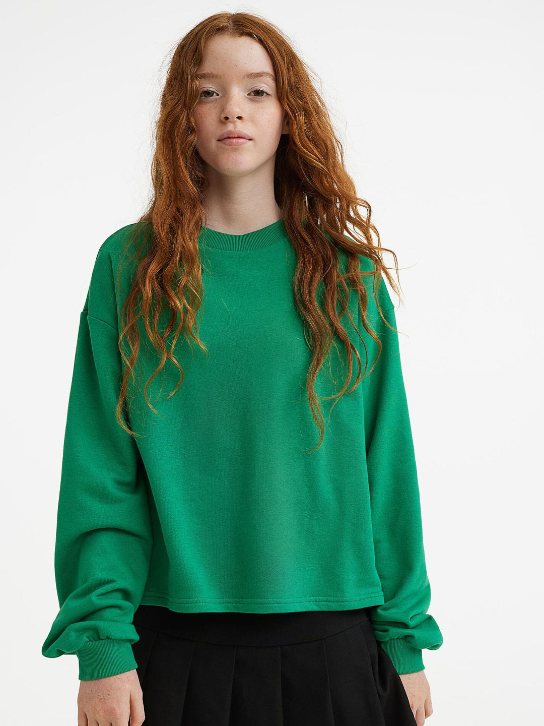 

H&M Girls Green Boxy-Style Sweatshirt