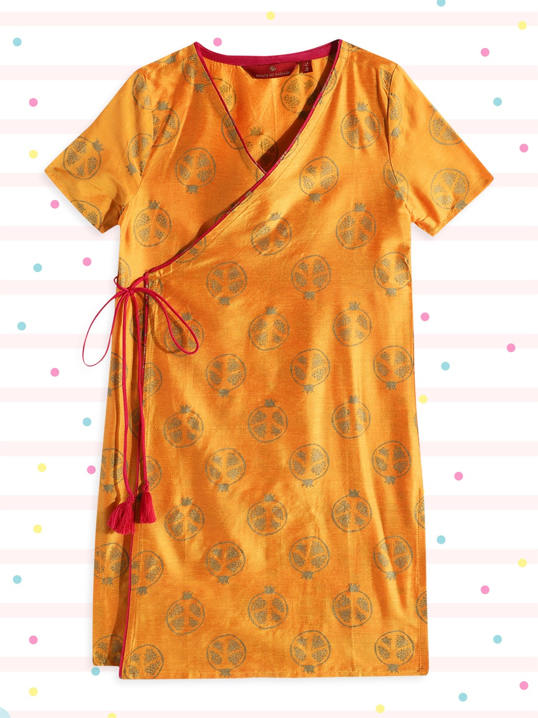 

House of Pataudi Girls Mustard Yellow Printed Kurta