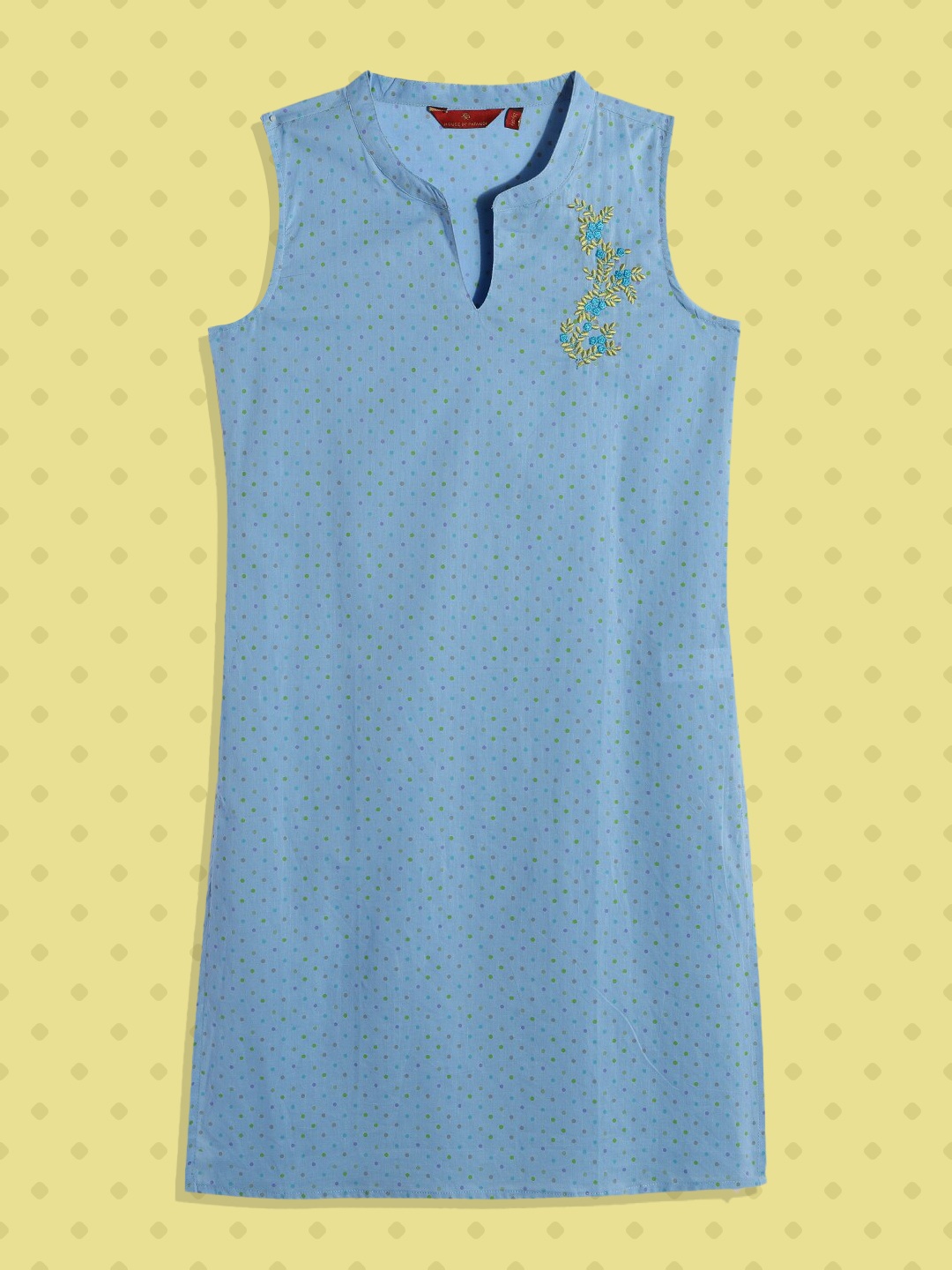 

House of Pataudi Girls Blue Printed Pure Cotton Kurta