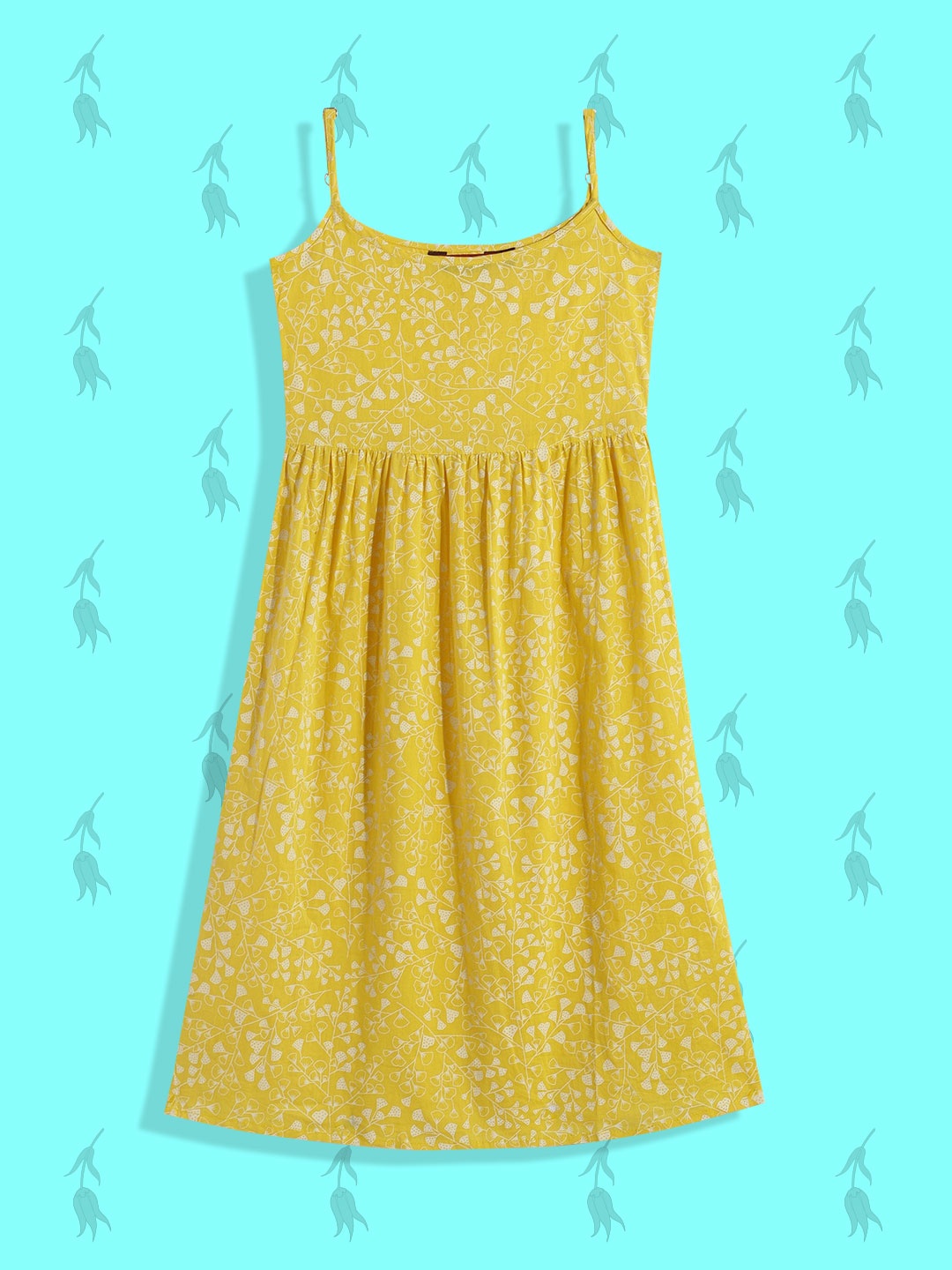 

House of Pataudi Girls Yellow Pure Cotton Printed Kurta