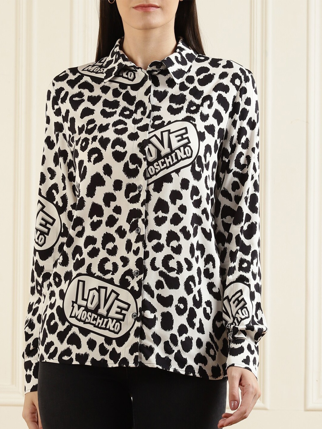 

LOVE MOSCHINO Women White Animal Printed Casual Shirt