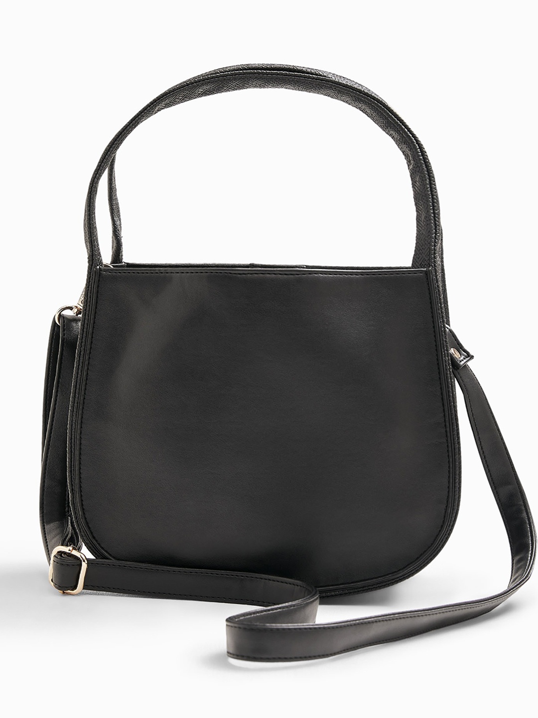 

The Label Life Black Textured Leather Bucket Sling Bag