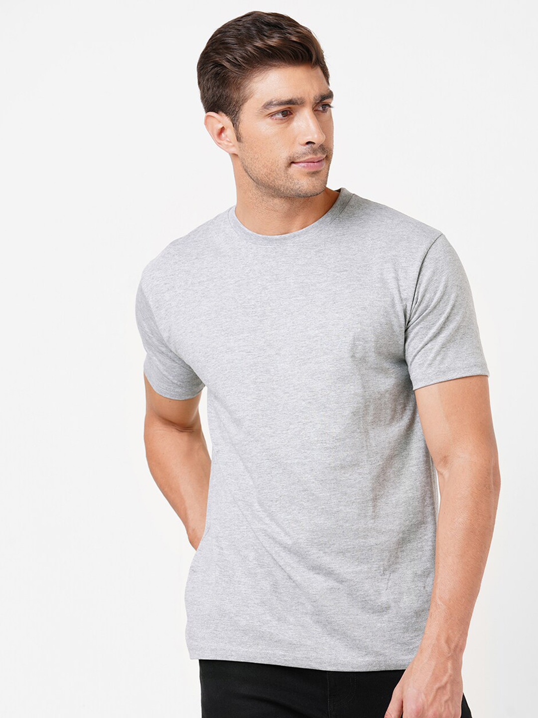 

LBEE Men Grey Raw Edge T-shirt