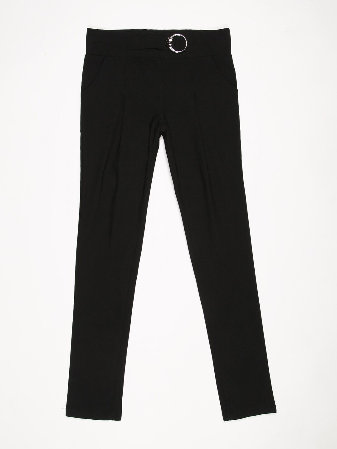 

V2 Value & Variety Girls Black Solid Cotton Slim-Fit Jeggings
