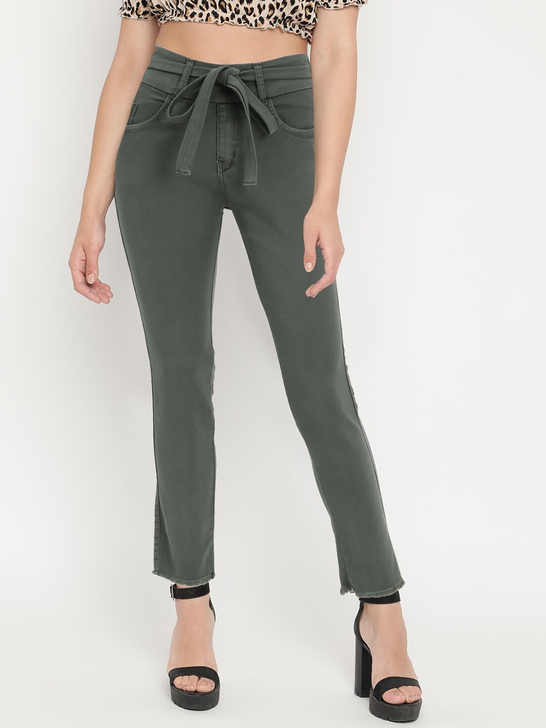 

V2 Value & Variety Women Green Solid Cotton Slim-Fit Denim Jeggings