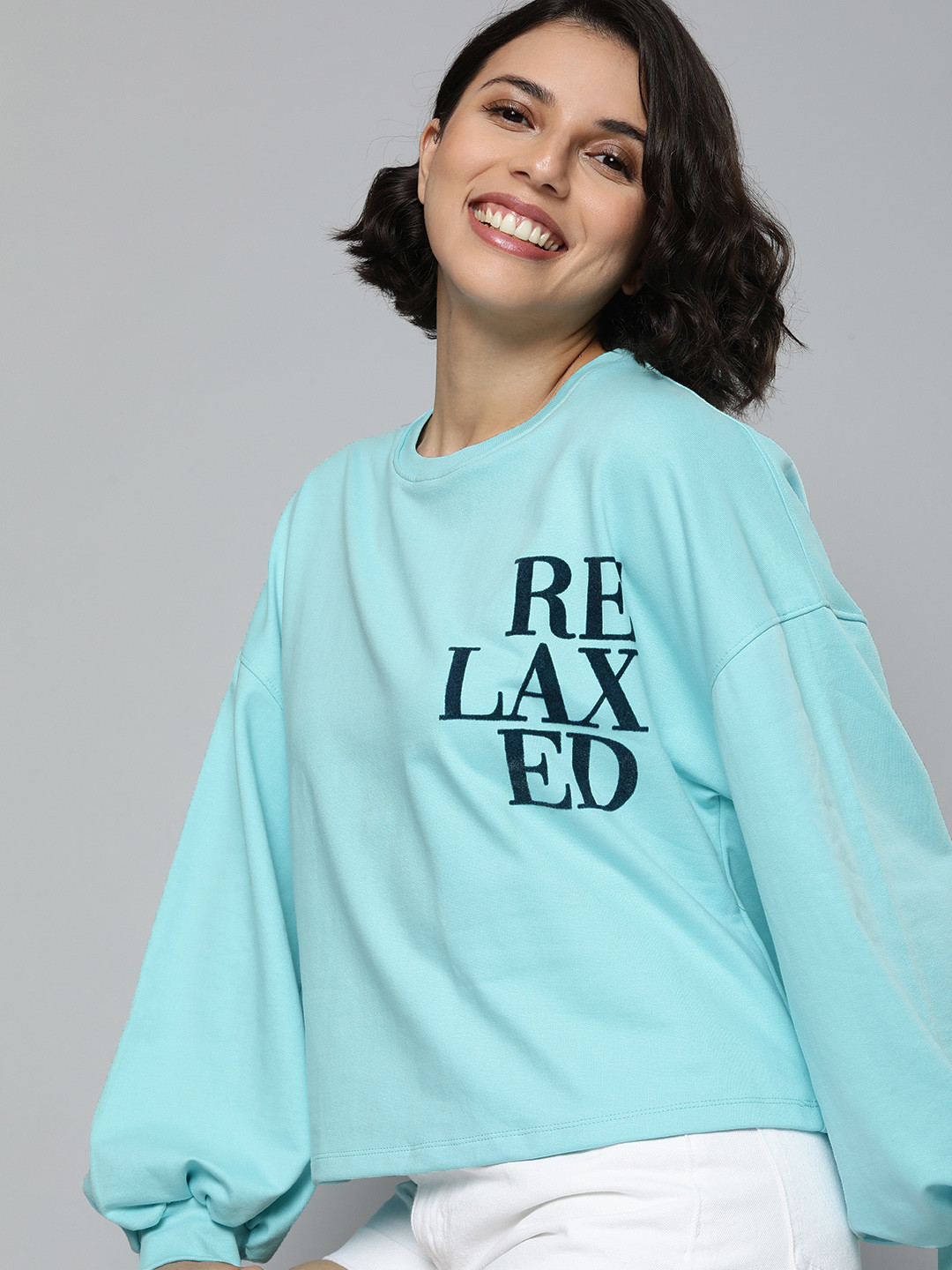 

Mast & Harbour Women Blue Printed Sweatshirt