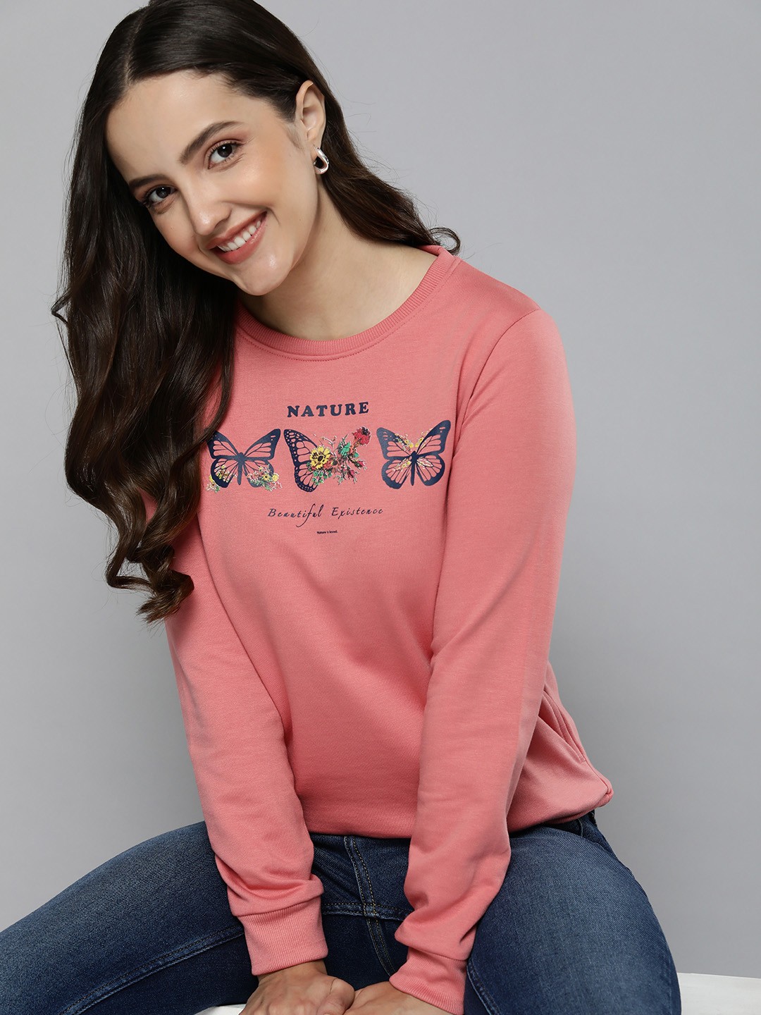 

Mast & Harbour Women Pink Printed Sweatshirt