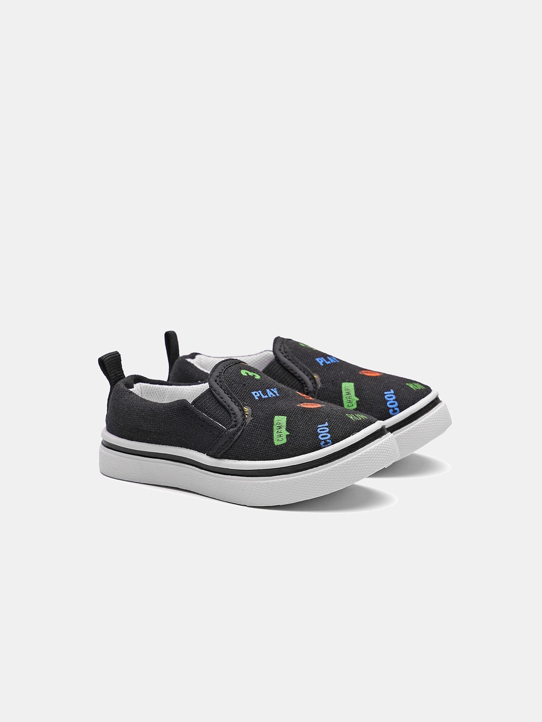 

R&B Boys Black Woven Design Slip-On Sneakers